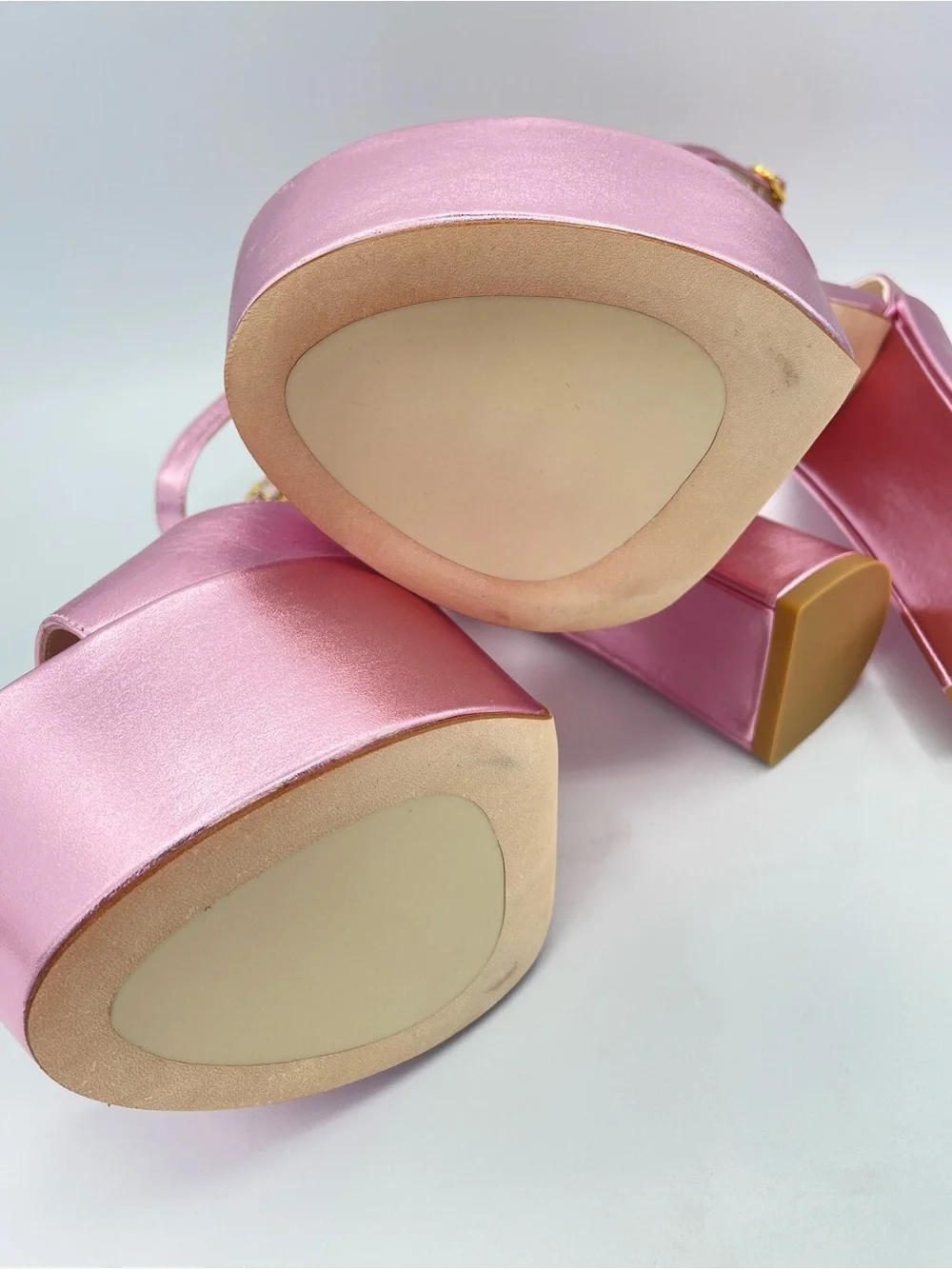 STUART WEITZMAN Skyhigh 145 Metallic Pink Platform Sandals Size 9